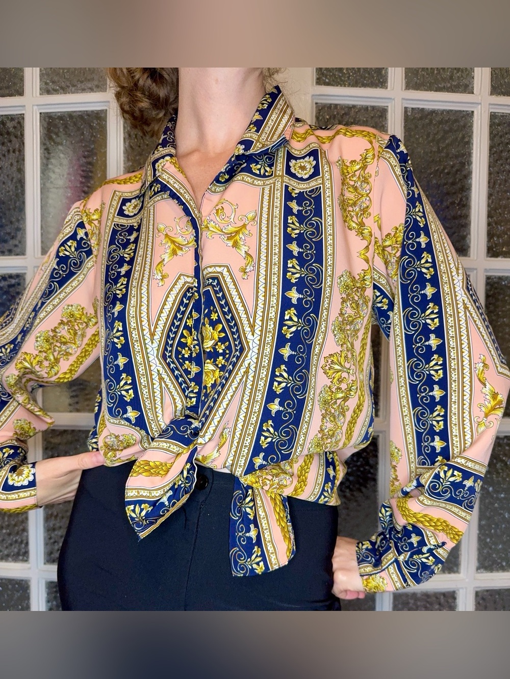 Principles Pink & Navy Baroque Print Button-Down Shirt